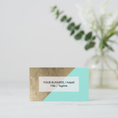 粋でフェイクな金ゴールドのターコイズモダンでシックな色のブロック 名刺 (スタンド正面)