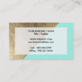 粋でフェイクな金ゴールドのターコイズモダンでシックな色のブロック 名刺 (裏面)