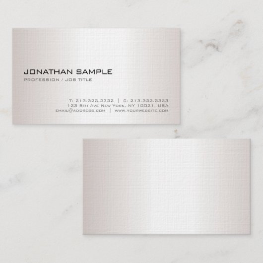 粋でフェイクな銀製のモダンでエレガントで明白な贅沢 名刺 (正面/裏面)