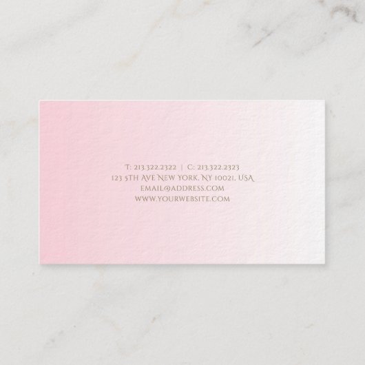 粋でミニマルでスタイリッシュなピンクのデザインの贅沢 名刺 (裏面)