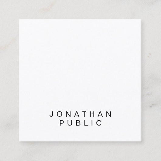 粋でミニマルなテンプレートのプロフェッショナルのグラフィック スクエア名刺 (正面)