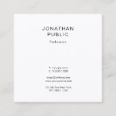 粋でミニマルなテンプレートのプロフェッショナルのグラフィック スクエア名刺 (裏面)