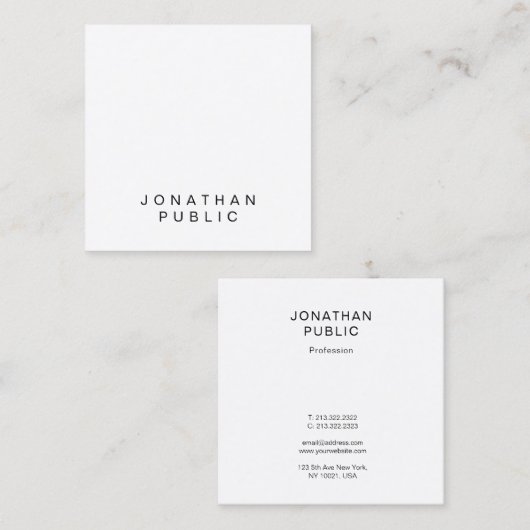 粋でミニマルなテンプレートのプロフェッショナルのグラフィック スクエア名刺 (正面/裏面)