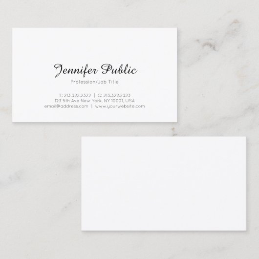 粋でモダンでエレガントでミニマルなテンプレートのお洒落なカッコいい 名刺 (正面/裏面)