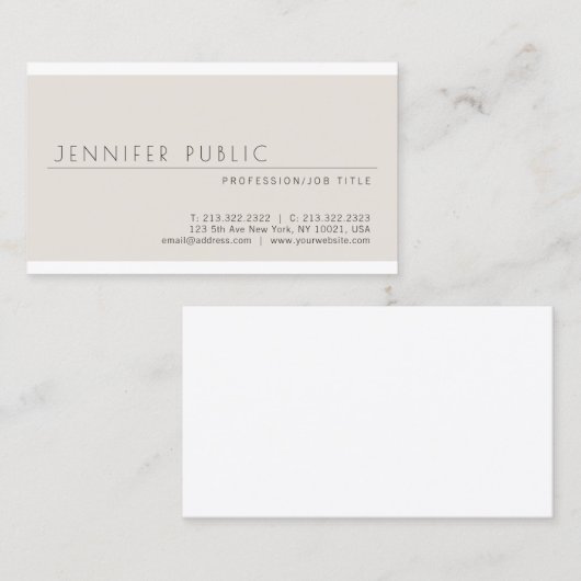 粋でモダンでエレガントな最小主義の明白な贅沢 名刺 (正面/裏面)