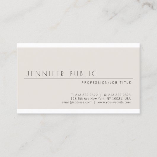 粋でモダンでエレガントな最小主義の明白な贅沢 名刺 (正面)