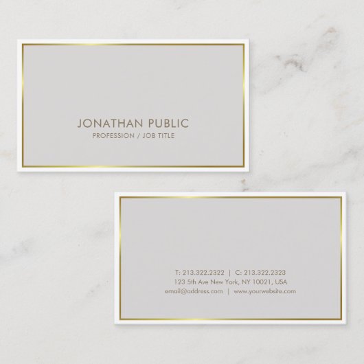 粋でモダンでスタイリッシュな色の金ゴールドの平野の贅沢 名刺 (正面/裏面)