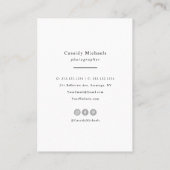 粋でモダンなタイポグラフィのミニマリストの写真撮影 名刺 (裏面)