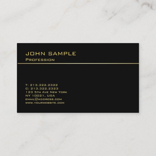 粋でモダンなモノグラムのエレガントで黒い金ゴールド 名刺 (裏面)