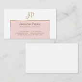 粋でモダンなモノグラムのピンクの金ゴールドの白くきれいな平野 名刺 (正面/裏面)