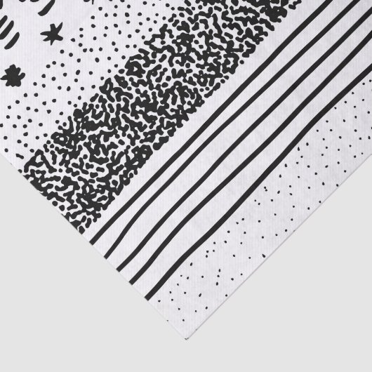 粋でモダンな白黒の手描きのパターン 薄葉紙 (詳細)