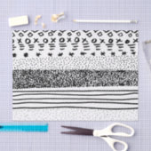 粋でモダンな白黒の手描きのパターン 薄葉紙 (クラフト)