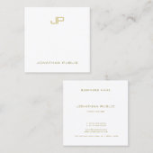 粋でモダンな金ゴールドのモノグラムのでシックなテンプレート スクエア名刺 (正面/裏面)