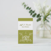 粋でモダンなHennaのインドの白蓮教の花 名刺 (スタンド正面)