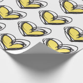 粋で及びエレガントな黄色いハートの包装紙- ラッピングペーパー (角)