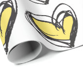 粋で及びエレガントな黄色いハートの包装紙- ラッピングペーパー (ロールコーナー)