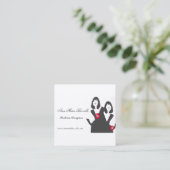 粋で小さく黒い服のスタイリストの女性モデル スクエア名刺 (スタンド正面)