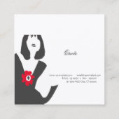 粋で小さく黒い服のスタイリストの女性モデル スクエア名刺 (裏面)