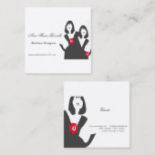 粋で小さく黒い服のスタイリストの女性モデル スクエア名刺 (正面/裏面)