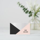 粋で幾何学的な銀製の名刺 名刺 (スタンド正面)