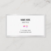 粋で幾何学的な銀製の名刺 名刺 (裏面)