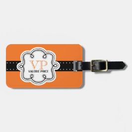 粋で明るいオレンジパーソナライズな女の子らしい女の子のラベル ラゲッジタグ