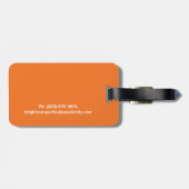 粋で明るいオレンジパーソナライズな女の子らしい女の子のラベル ラゲッジタグ (裏面横)