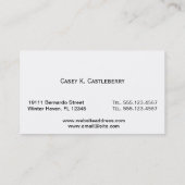 粋で明るく青いティール(緑がかった色)のヴィンテージの花柄のモノグラム 名刺 (裏面)