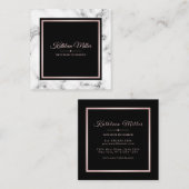 粋で白い大理石のばら色の金ゴールドのモダン スクエア名刺 (正面/裏面)