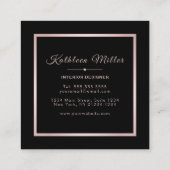 粋で白い大理石のばら色の金ゴールドのモダン スクエア名刺 (裏面)