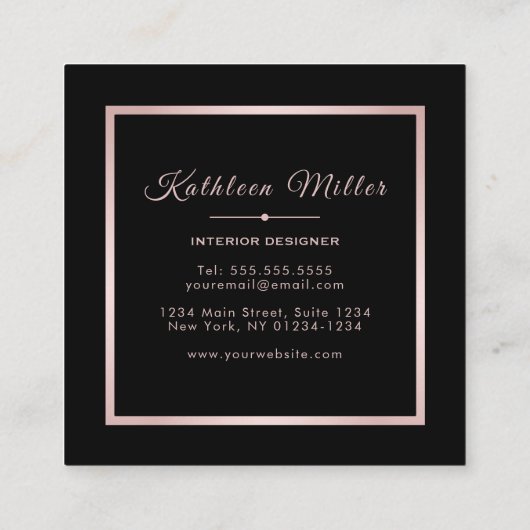 粋で白い大理石のばら色の金ゴールドのモダン スクエア名刺 (裏面)