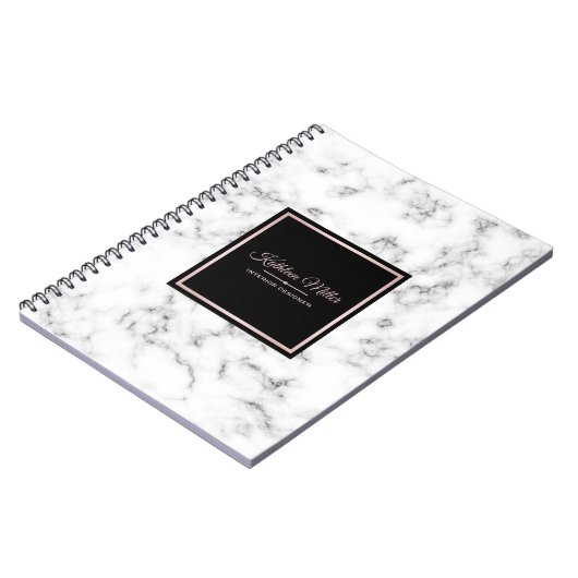 粋で白い大理石のばら色の金ゴールドのモダン ノートブック (左側)