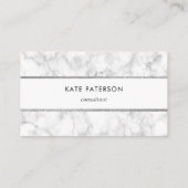 粋で白い大理石の銀製のグリッターは縞で飾ります 名刺 (裏面)