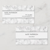 粋で白い大理石の銀製のグリッターは縞で飾ります 名刺 (正面/裏面)