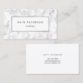 粋で白い大理石の銀製のグリッターフレーム 名刺 (正面/裏面)