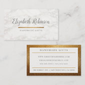 粋で白い大理石及び金ゴールドのグリッターのハンドメイドのギフト 名刺 (正面/裏面)