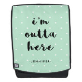 粋で真新しい緑の水玉模様|私はここにOuttaいます バックパック (正面)