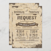 粋で素朴なベージュグランジな結婚式の招待 招待状 (正面/裏面)