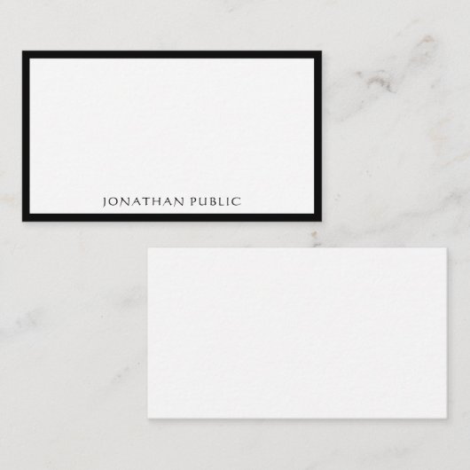 粋で装飾的なタイプされたエレガントでシンプルな黒 ノートカード (正面/裏面)