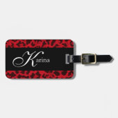 粋で赤いヒョウのモノグラム ラゲッジタグ (正面横)