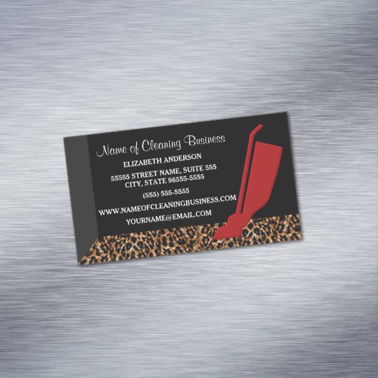 粋で赤い真空のヒョウの家計サービス マグネット名刺 (インサイチュ)