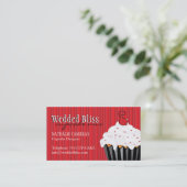 粋で赤くおよび黒いカップケーキの名刺 名刺 (スタンド正面)