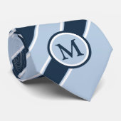 粋で軽い濃紺のストライプのモノグラムのイニシャル ネクタイ (ロール)