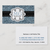 粋で青いグリッターの一見の女性専門職 名刺 (正面/裏面)