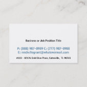 粋で青いグリッターの一見の女性専門職 名刺 (裏面)