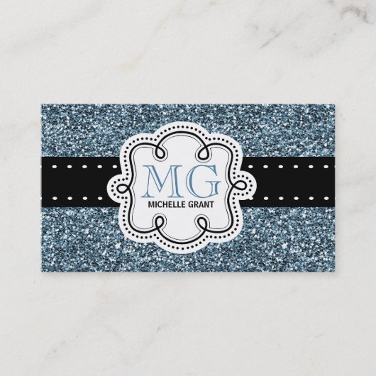 粋で青いグリッターの一見の女性専門職 名刺 (正面)