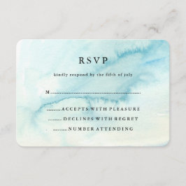 粋で青い水彩画の一見バルミツワーRSVP 出欠カード