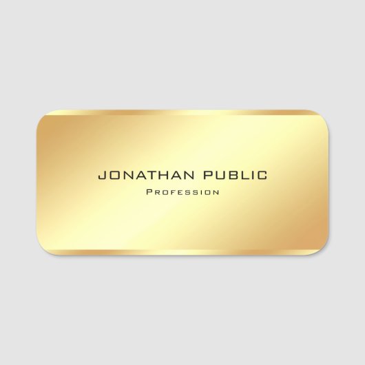 粋で魅力的な金ゴールドの一見のシンプルなテンプレートのモダン 名札 (正面)