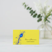 粋で黄色および青の孔雀の羽 名刺 (スタンド正面)