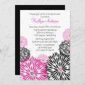 粋で黒いですかピンクの花のブライダルシャワーの招待状 招待状 (正面/裏面)